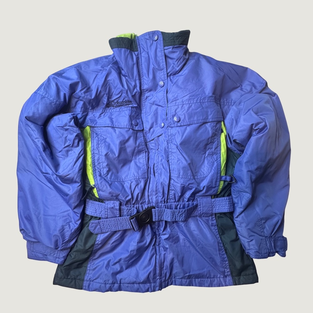 Vintage Columbia Jacket Womens Medium SL5042 Blue Belted Down Insulated Puffer